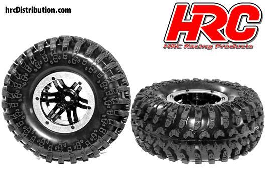 RC Fahrzeug :: Zubehör und Ersatzteile :: Rad und Reifen :: Reifen - 1/10  Crawler - montiert - Schwarz/Silver Felgen - 12mm Hex - 2.2'' - HR
